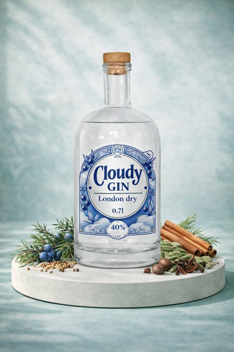 Cloudy Gin po London Dry postopku z izrazitim okusom brina