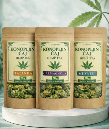 Konopljini čaji iz CBD vršičkov različnih sort
